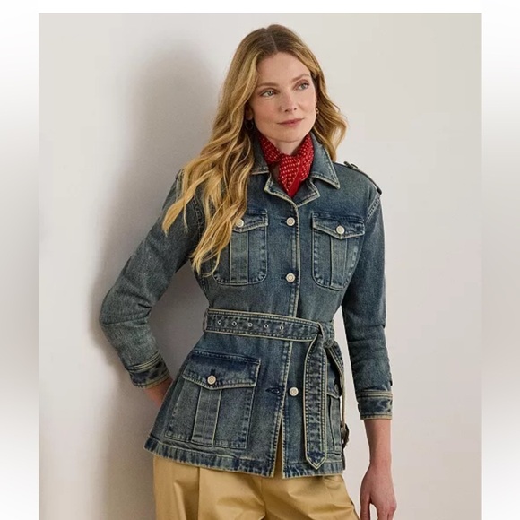 Ralph Lauren Belted Tailored Fitted Denim Jacket Heritage Country - Picture 11 of 13